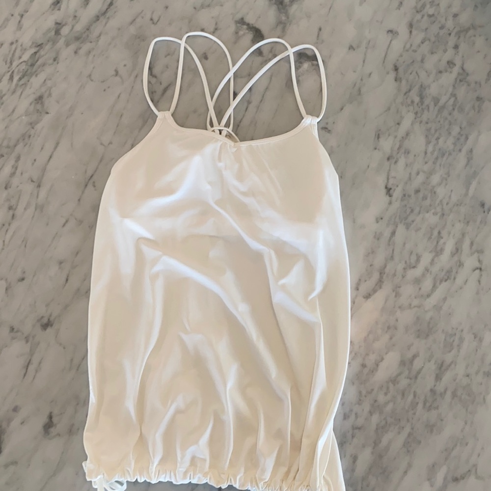 Lululemon Backless white tank. Cinches at waist